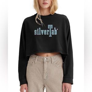 Levi's® SilverTab Cropped Graphic Logo Top Black, M